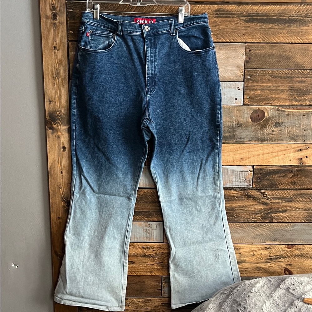 Zara two toned Blue Flare Jeans size 20
